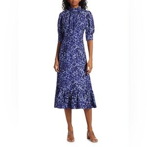 Sea New York Navy Floral Midi Dress